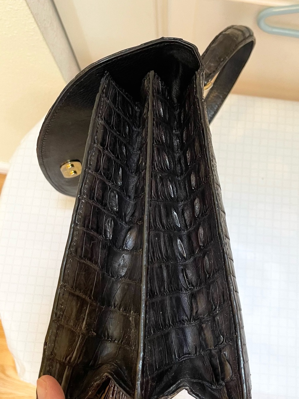 Vintage mid-century genuine alligator Kelly style top handle bag - Picture 5 of 16